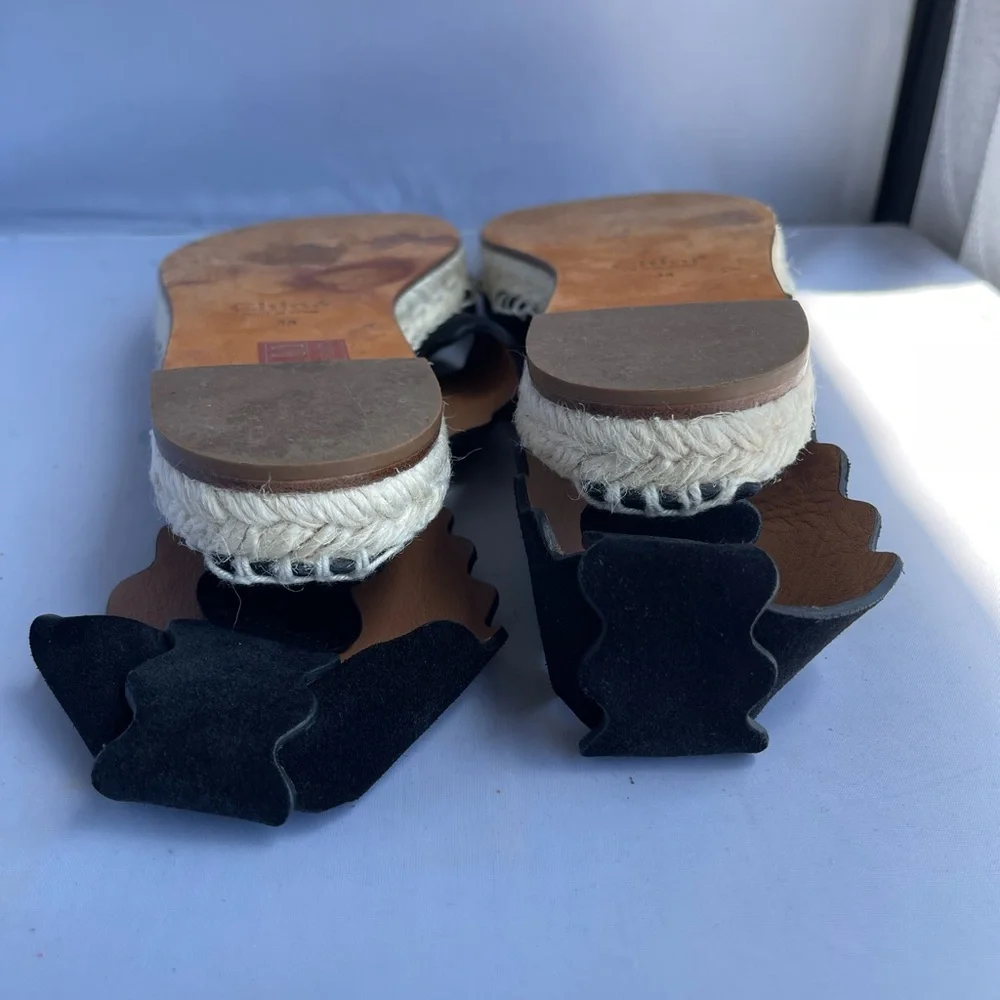 Chole Laurent Scalloped Suede espadrille Sandals - Picture 5 of 8